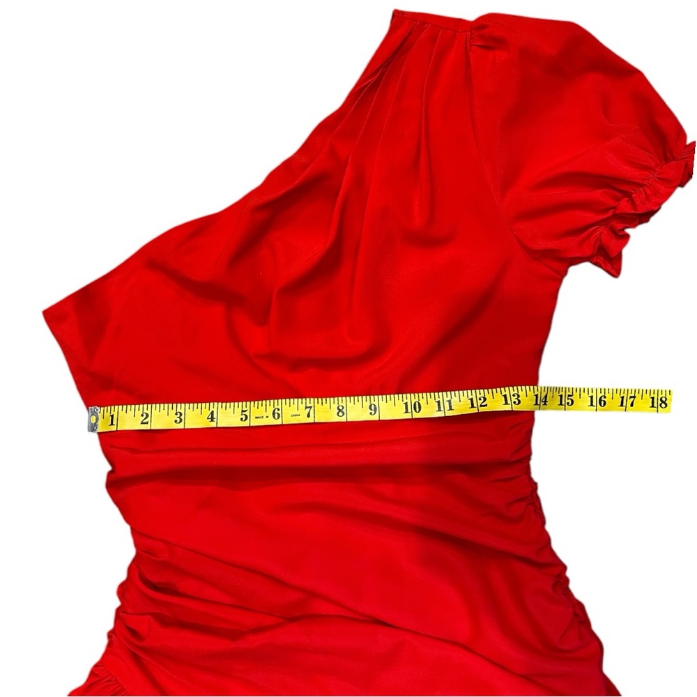 Hello Molly One-Shoulder Red Ruffle Mini Dress - Picture 16 of 16